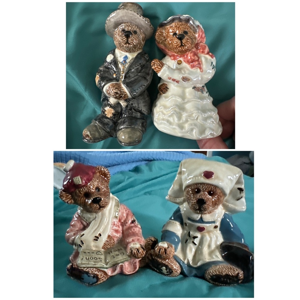 Two sets Bearware Pottery salt and pepper shakers